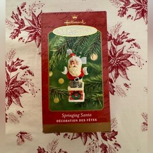 Hallmark-Springing Santa Ornament-NIB